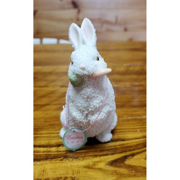 Department 56 Snowbabies Easter Bunny Rabbit Pink Ears Nose Vintage 1996 - Picture 2 of 12